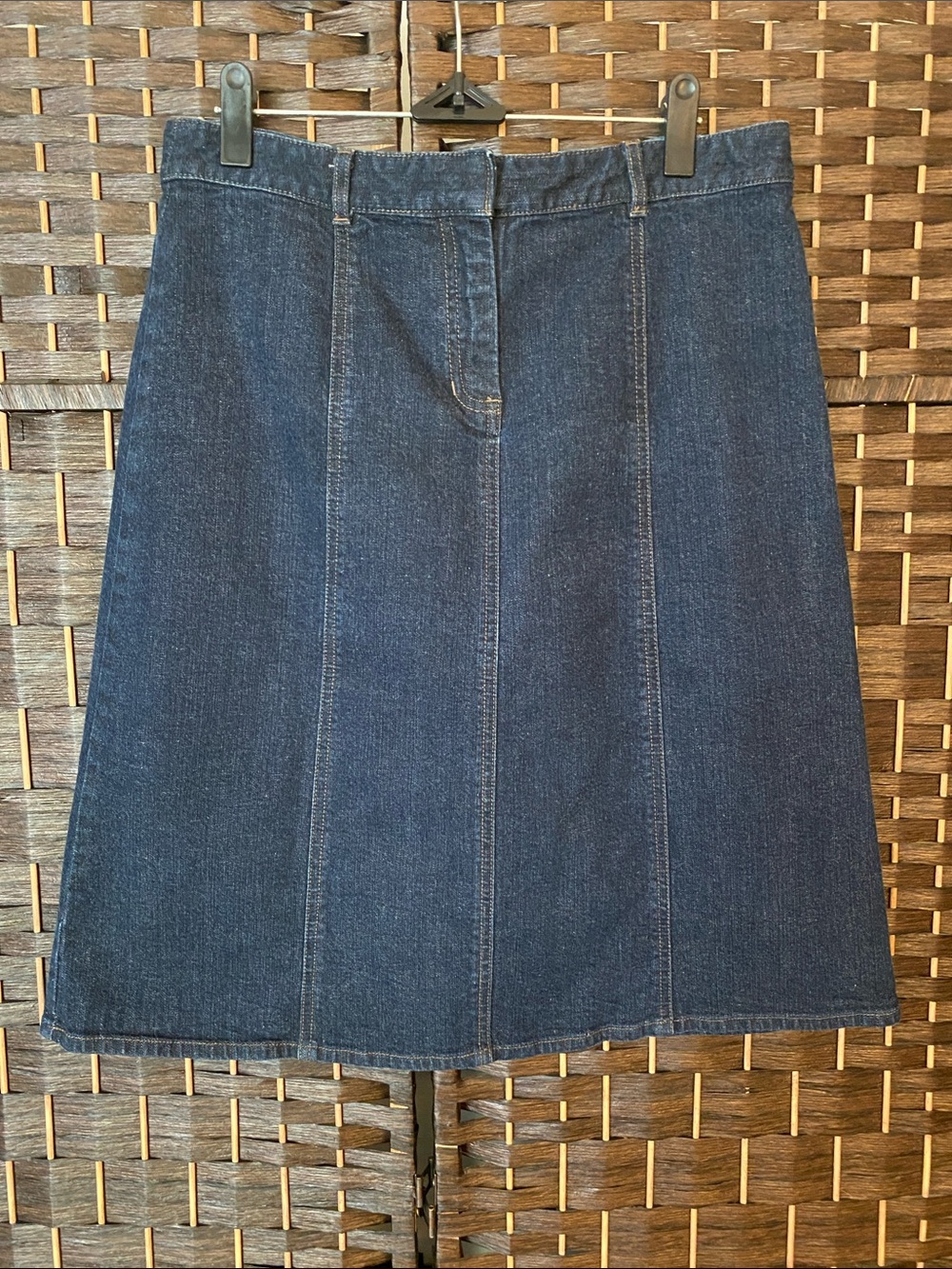 Vintage Geoffrey Beene Sport Stretch Denim Blue Jean Midi Pencil Skirt Size 8